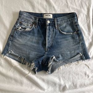AGOLDE distressed Parker denim shorts in medium wash - Sz 23